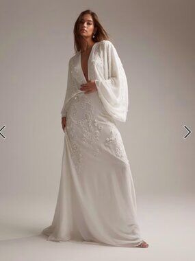 asos edition crop top lace mini wedding dress ASOS Asos Edition Kate Crop Top Lace Midi Wedding Dress-white